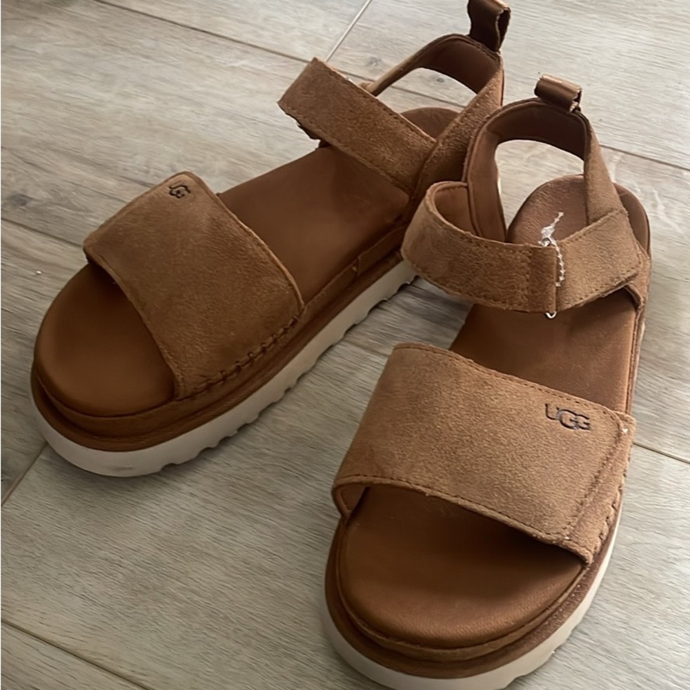 UGG Tan Suede Sandals with Cushioned Footbed
